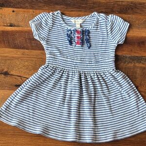 Matilda Jane Blue Striped Girls' Dress with Pink Button Accents size 4